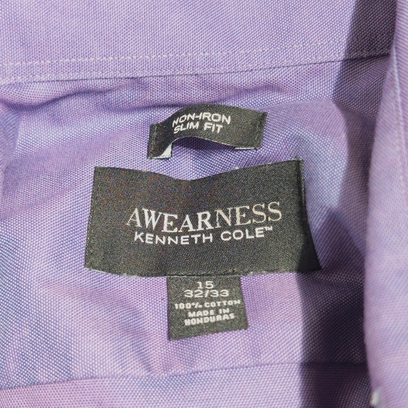 Awareness Kenneth Cole 15 - 32/33 Men's Purple Dress Shirt - Picture 5 of 5